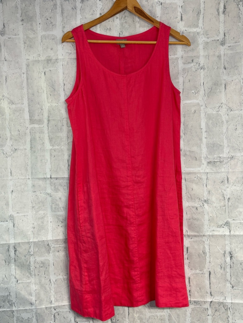 J. Jill Coral 100% Linen Sleeveless Tank Dress with Pockets